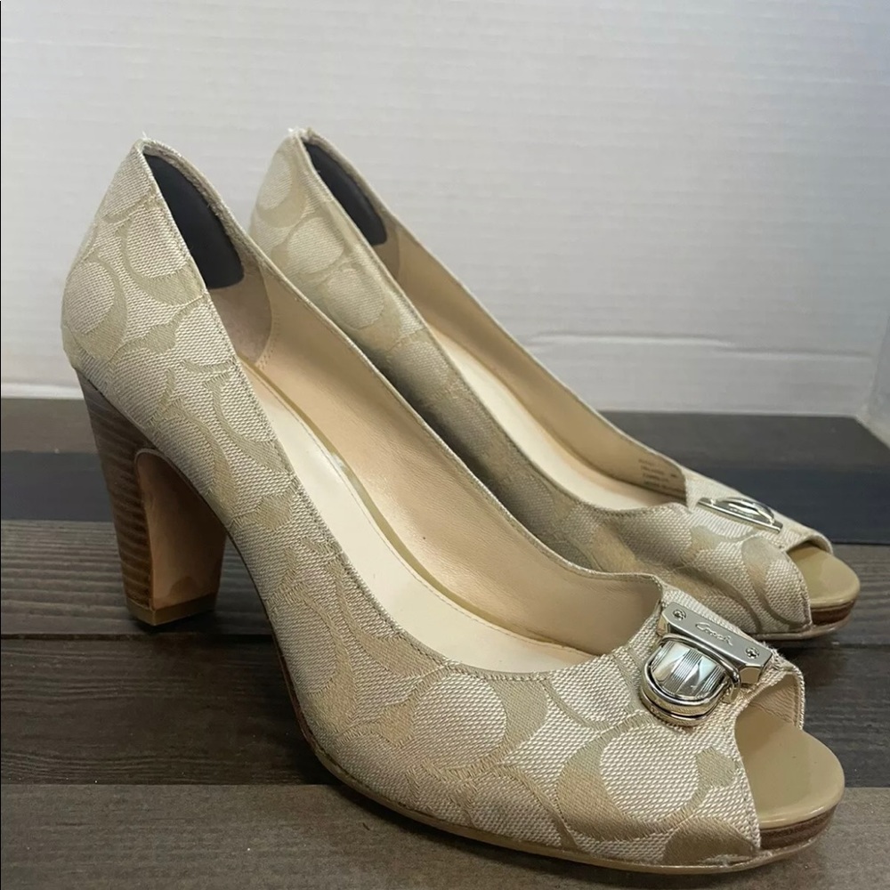 Coach Heels Peep Toe Buckle